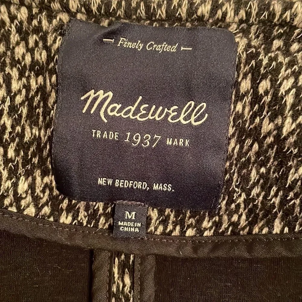GORGEOUS MADEWELL Black and White Tweed Coat M